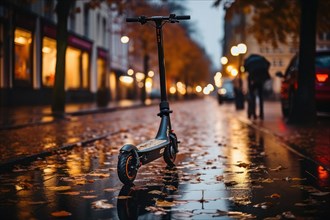 E-scooter on a paved street in a big city
