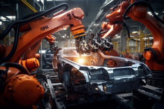 AI-assisted assembly using robot arms in a production line