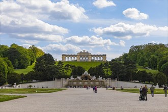 Schoenbrunn Palace Park with Neptune Fountain and Gloriette