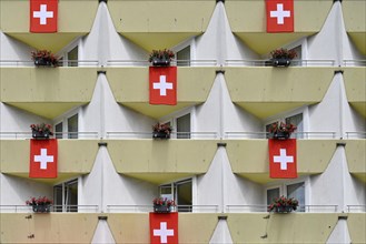 Balconies Swiss flags
