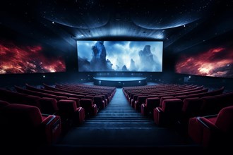Modern cinema hall with big screen