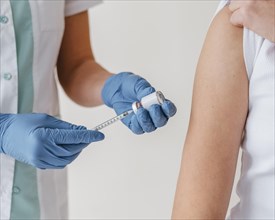Patient preparing get vaccine