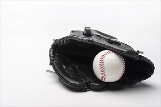 Front view baseball glove with copy space