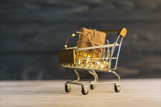 Small grocery cart with gift box