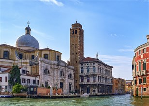 Beautiful view of church of St Jerome or San Gemeria on Grand Canal