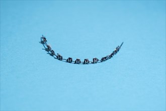 Fixed braces of a child on a blue background