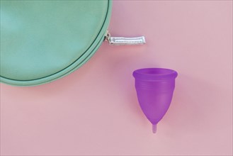 Top view menstrual cup with toilet kit
