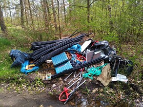 Illegally dumped rubbish in a nature reserve