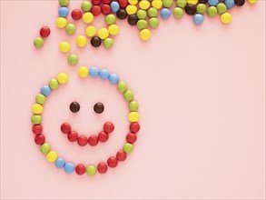 Top view candy pink background