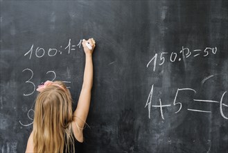 Girl solving math exercise