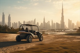 An off-road buggy in the desert