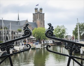 Long iron bridge in the inland port of Dordrecht