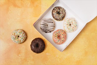 Flat lay composition donuts