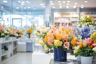 Bouquets in a modern flower shop