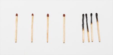 Matches with burned matches