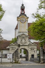 Baroque clock tower at the entrance to the Bavarian Army Museum