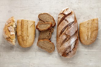 Top view different types bread