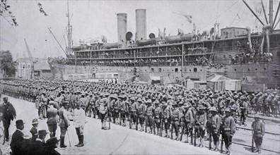 American troops after disembarking