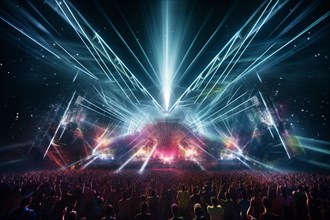 Stage with laser show at a mega concert