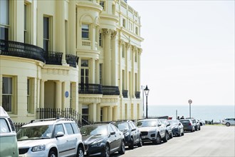 Noble row of houses in the classicist style at Brunswick Square in Brighton and Hove