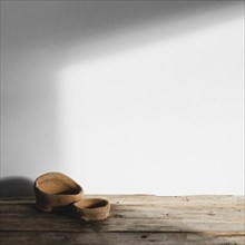 Abstract minimal concept objects shadows wooden table