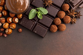 Chocolate bar arrangement with truffles