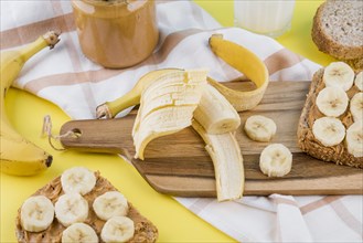 Organic banana with peanut butter table