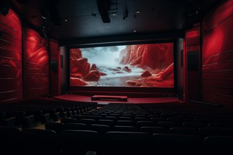 Modern cinema hall with big screen