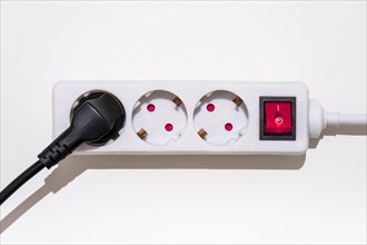3-way power strip with on off switch to save electricity