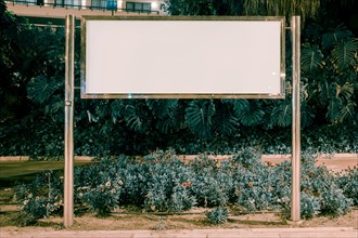 Blank rectangular billboard garden