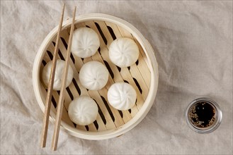 Top view delicious dumplings concept