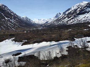 Snow-capped mountains in Jotunheimen National Park