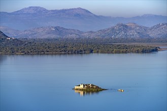 Island with monastery ruins in Lake Scutari