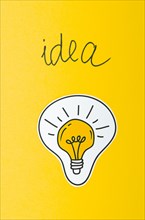 Light bulb idea concept yellow background