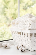 White laundry basket window