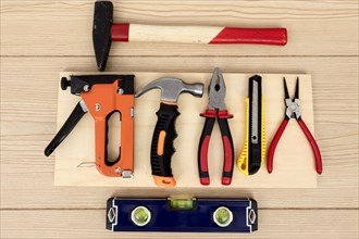Flat lay arrangement tools carpentry