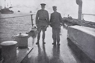 General Pershing and the vice admiral Gleaves on board a warship