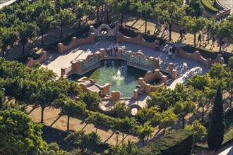 Park with fountain Jardines de Pedro Luis Alonso seen from above