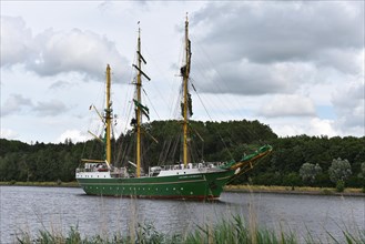 Sailing ship Alexander von Humboldt II in the Kiel Canal