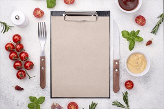 Clipboard with cutlery ingredients