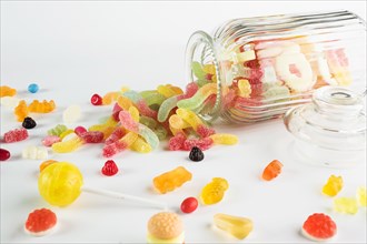 Close up sweets near jar