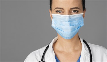 Female doctor hospital wearing mask