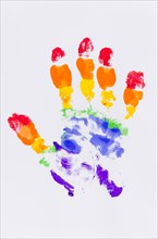 Handprint with pride flag colors