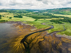 Loch Feochan and Feochan Bheag River from a drone