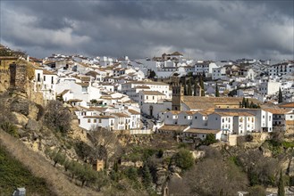 The white houses of the old town with the church Iglesia de Padre Jesus