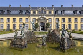Neptune Fountain and Herrenhausen Gallery Buildings in Herrenhausen Palace and Herrenhausen Gardens
