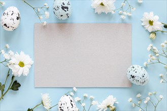 Frame flowers with paper sheet eggs