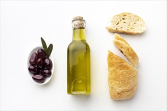 Olive oil bottle bread purple olives