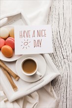 Macarons breakfast cup coffee