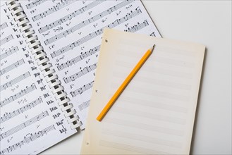 Pencil mpty pages sheet music